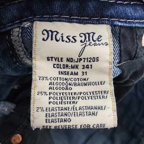 Miss Me Cross studded rhinestone bling jeans size 25 - Picture 5 of 14